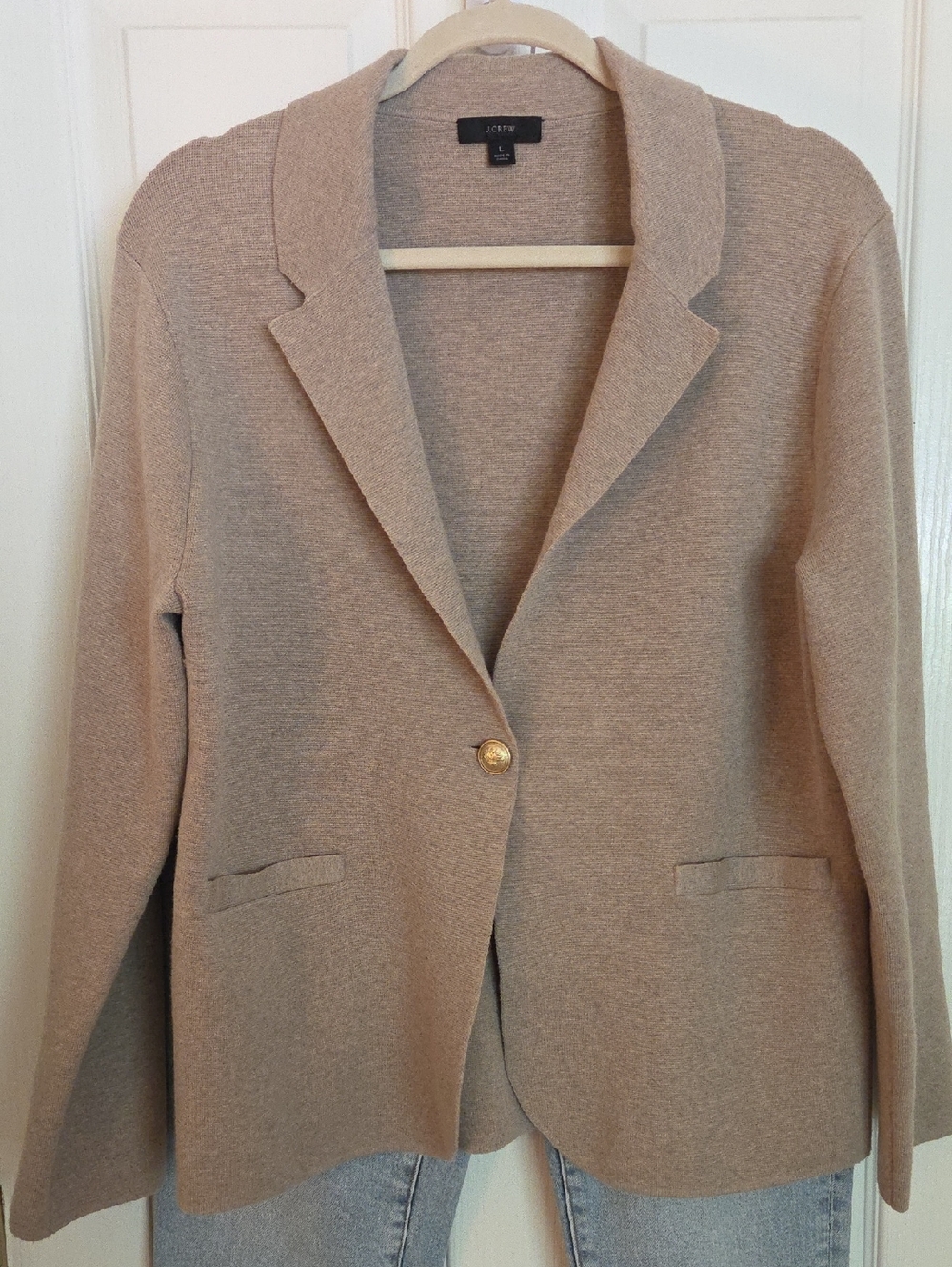 J. Crew Tan Single-Button Women's Blazer Size L - Picture 4 of 8